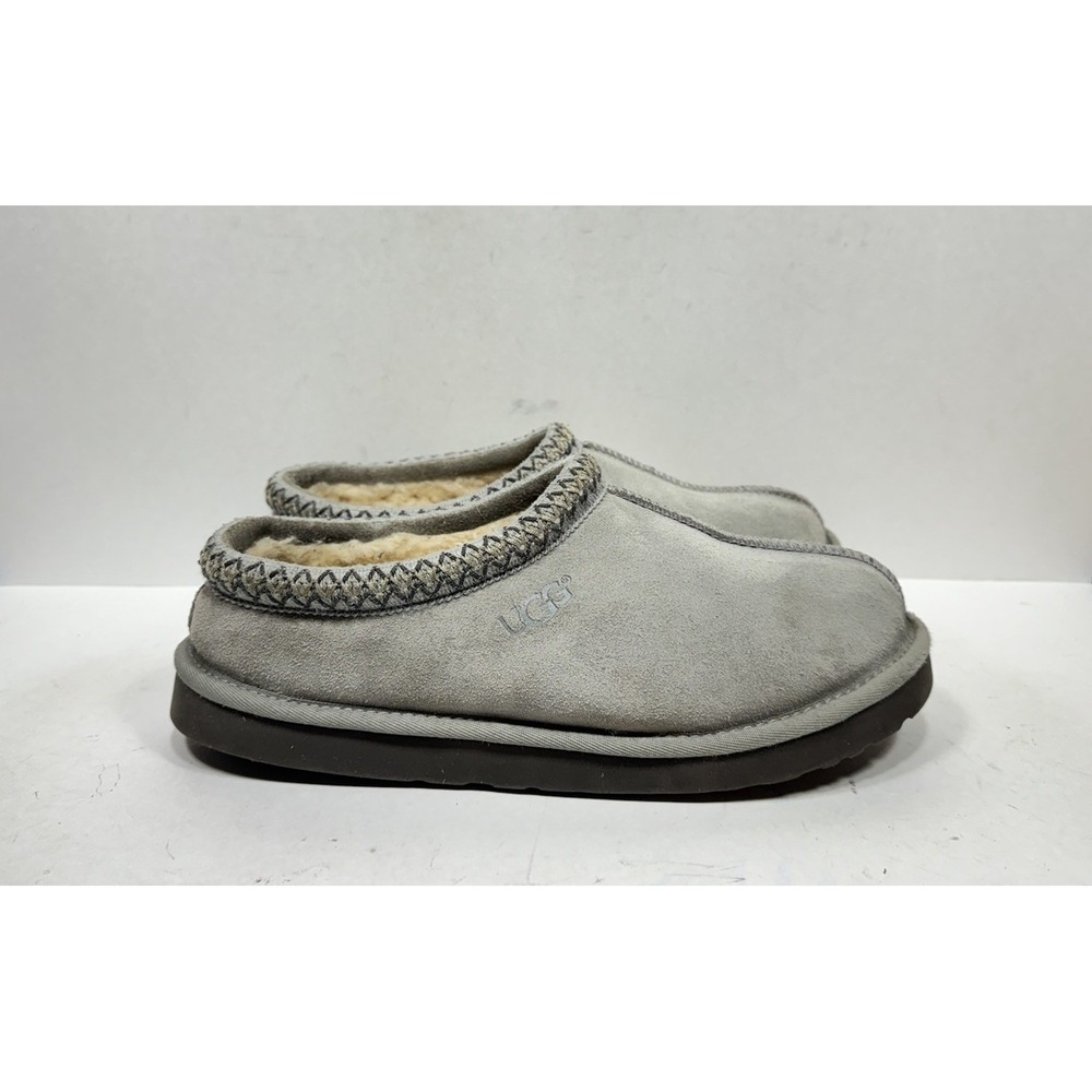 UGG Tasman Slip On Slippers Mens Size 12 Light Grey Suede Leather Sheepskin 5950